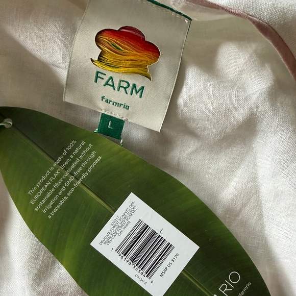 FARM Rio Off-White Delicate Forest Scarves Euroflax™ Premium Linen Blouse - Picture 3 of 7